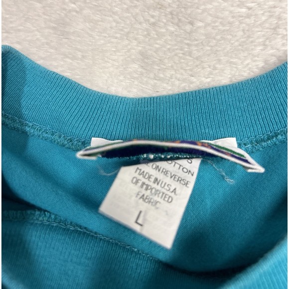 Vintage SK Sport  Fish Painted Lagenlook Oversized Boxy Size Large Teal T-Shirt - Picture 4 of 7